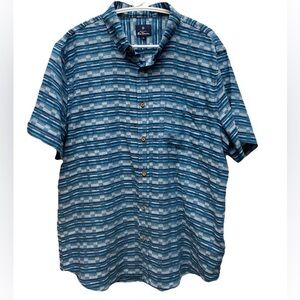 Ben Sherman men's button shirt size xl linen blend blue short sleeve